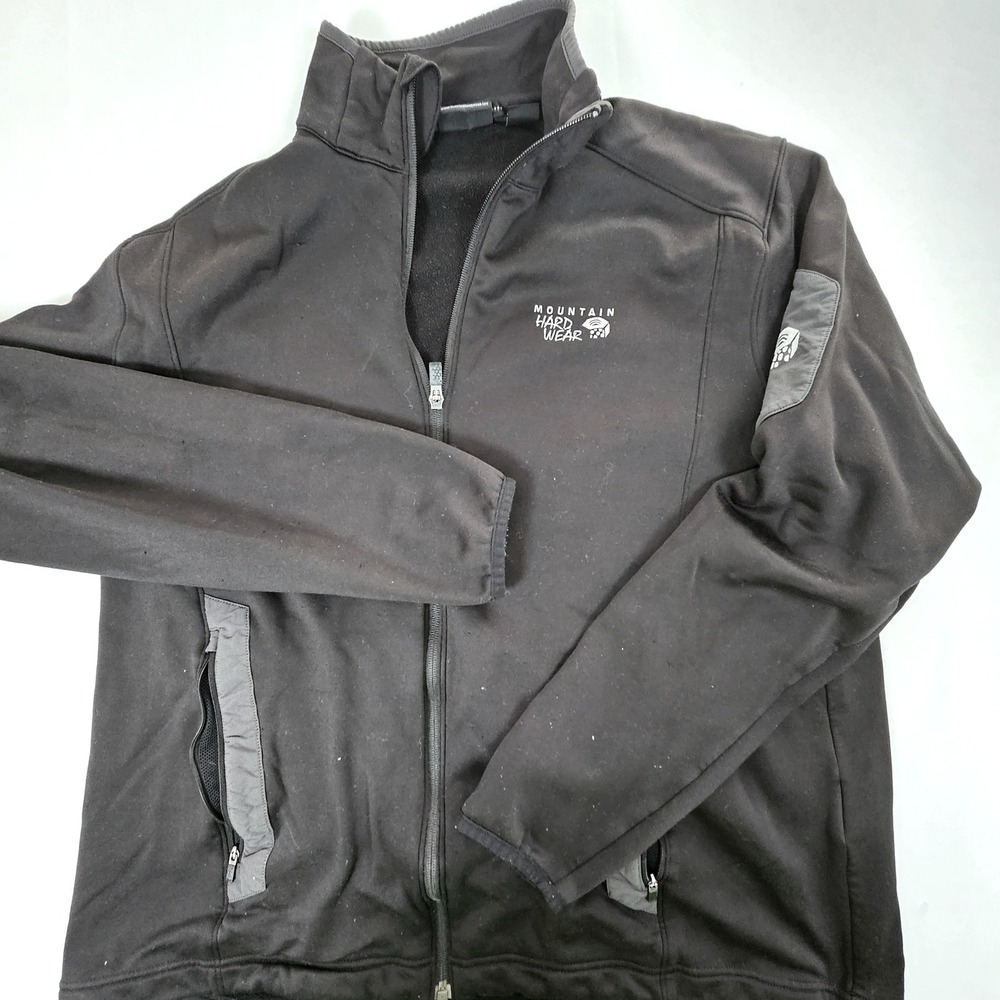 Mountain Hardwear Mens XL Full Zip Fleece Jacket Black Softshell Mock Neck